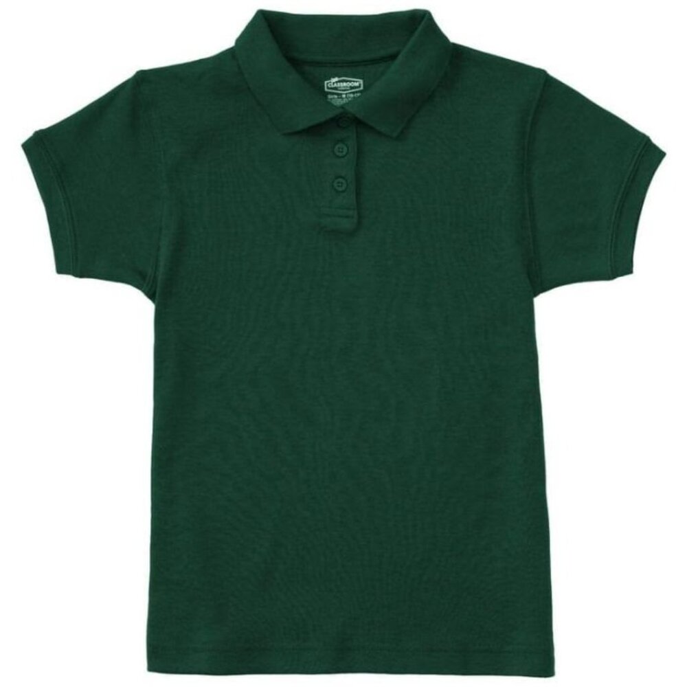 Classroom 58584 Girls Juniors Short Sleeve Fitted Interlock Polo Green